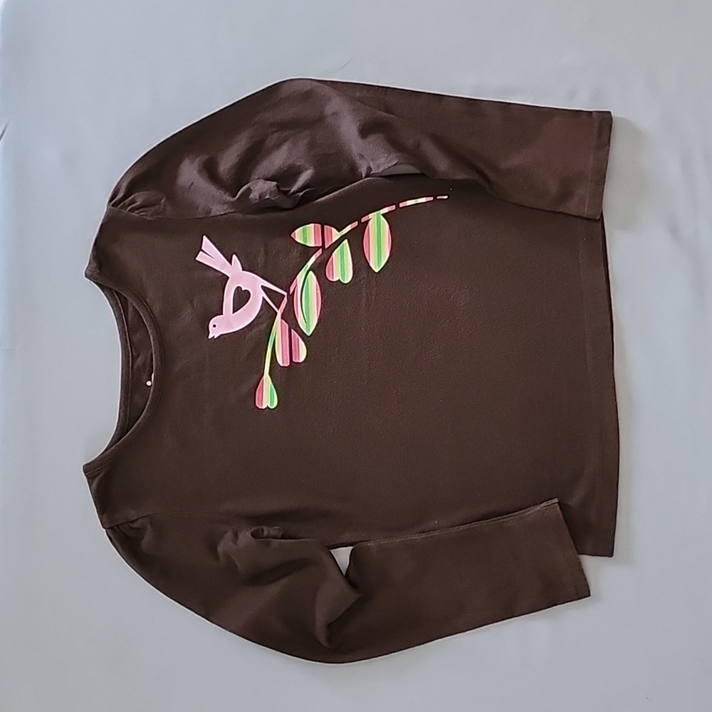Circo brown long sleeve (pink bird) shirt,  Size: S (6-6×)